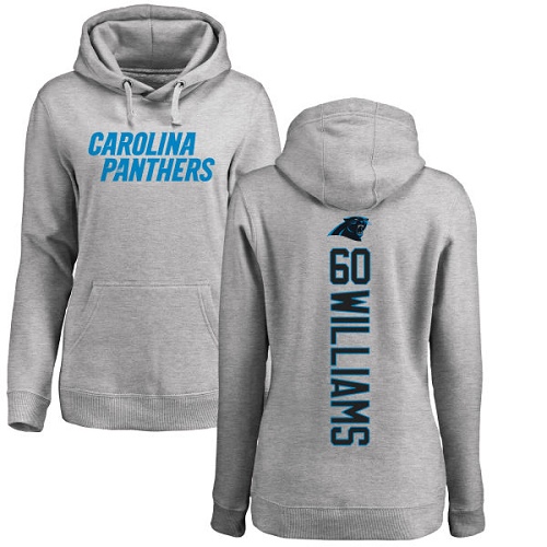 Carolina Panthers Ash Women Daryl Williams Backer NFL Football 60 Pullover Hoodie Sweatshirts